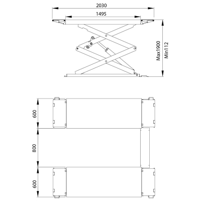 Pont ciseaux prise sous coque 3 tonnes 400V non encastr&eacute; RP-8504AY