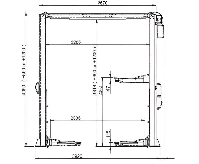 2-post lift hydraulic OV 5.5 t, 400 V. H: 4.05 m RP-PI255HC | MONDOLFO FERRO ITALIA