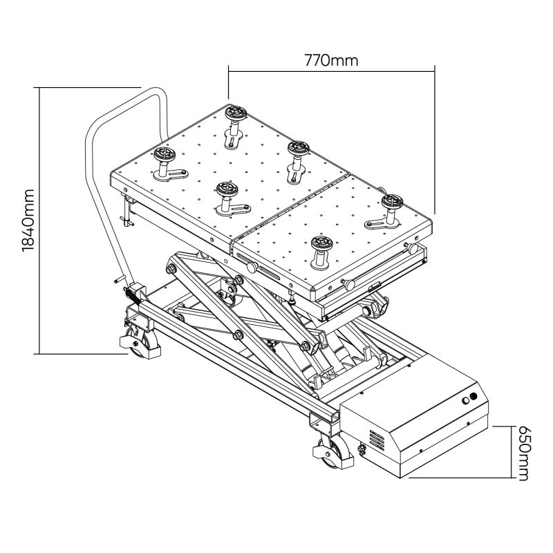 Table &eacute;l&eacute;vatrice hydraulique pour batteries de v&eacute;hicules &eacute;lectriques